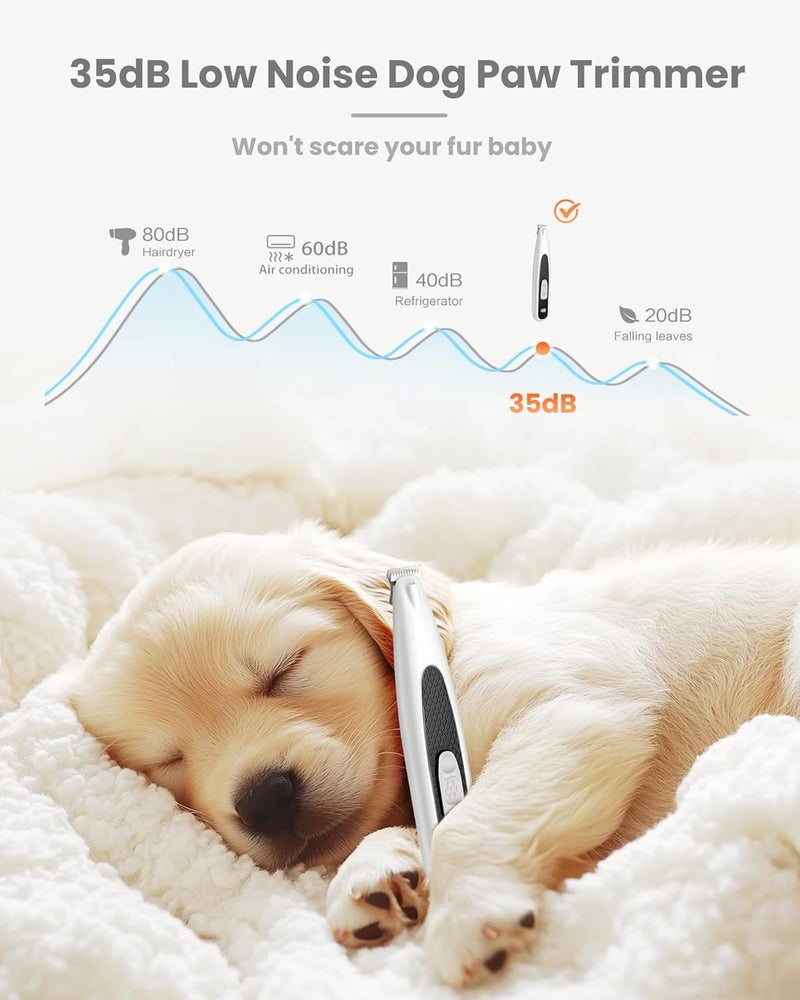 PAPMINI Dog Paw Trimmer with LED Light, Ultra-Low Noise Paw Trimmer for Dogs, Cordless Dog Clippers for Grooming with LED Display, Type-C Rechargeable Pet Clippers for Pads, Ears, Eyes, Face, Rump - Image 2